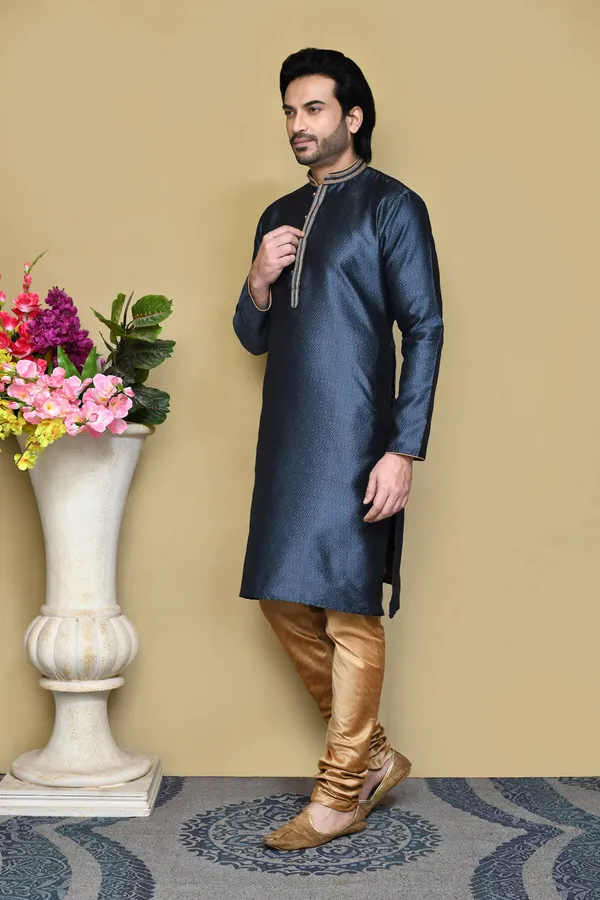 Grey_Art_Silk_Fabric_Resham_Woven_Kurta_Pajama