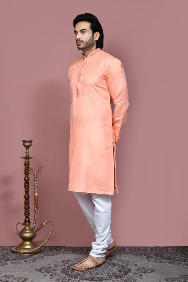 Rust_Cotton_Fabric_With_Embroidered_Kurta_Pajama