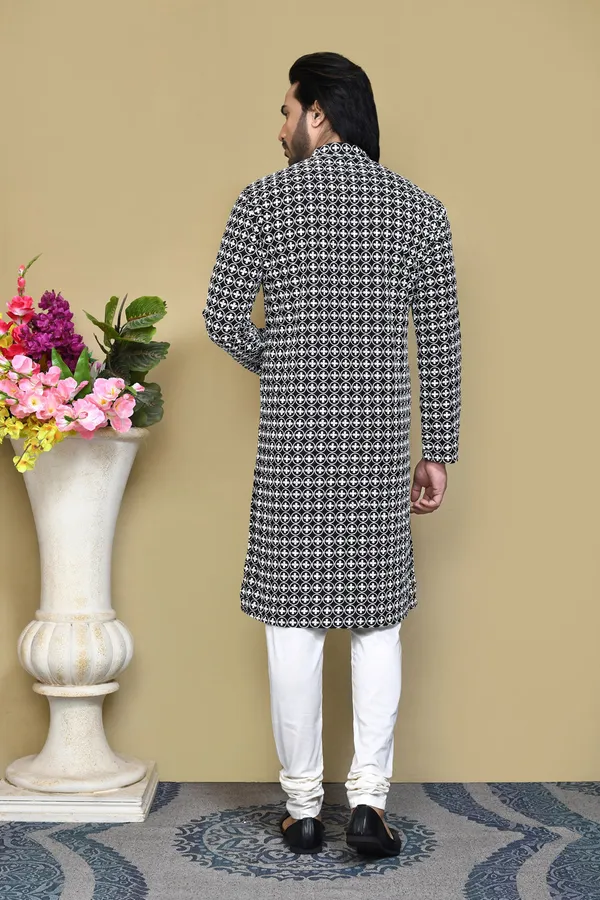Black_Cotton_Fabric_With_Pattern_Work_Kurta_Pajama