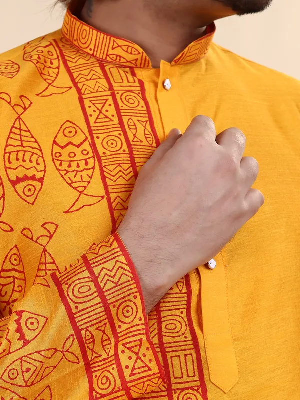 Mens_Silk_Blend_Hand_Block_Print_Kurta