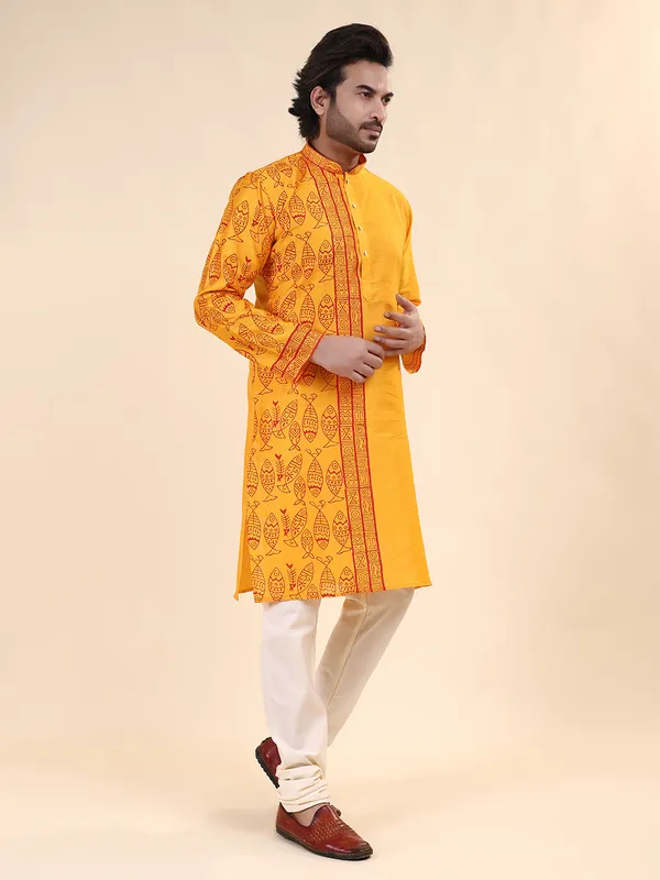 Mens_Silk_Blend_Hand_Block_Print_Kurta