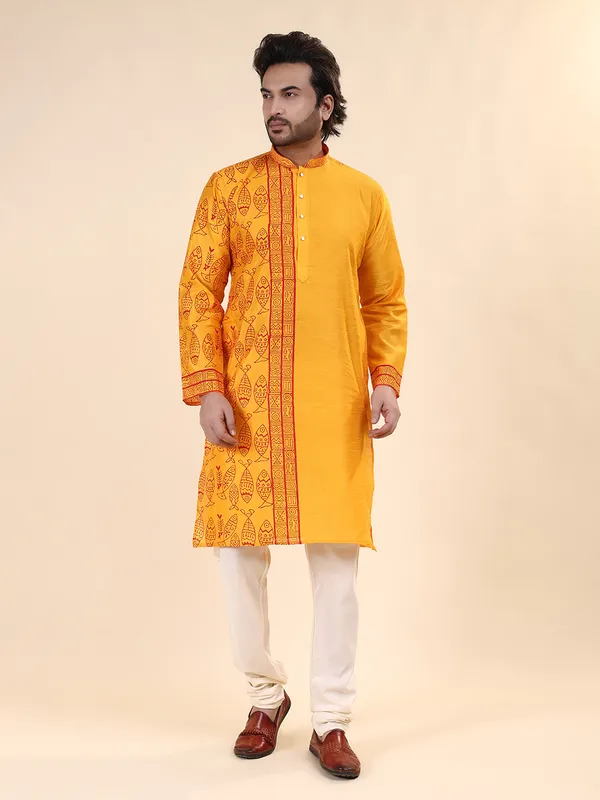 Mens_Silk_Blend_Hand_Block_Print_Kurta