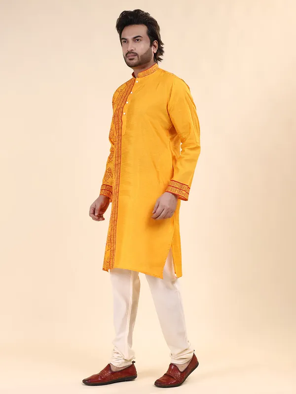 Mens_Silk_Blend_Hand_Block_Print_Kurta