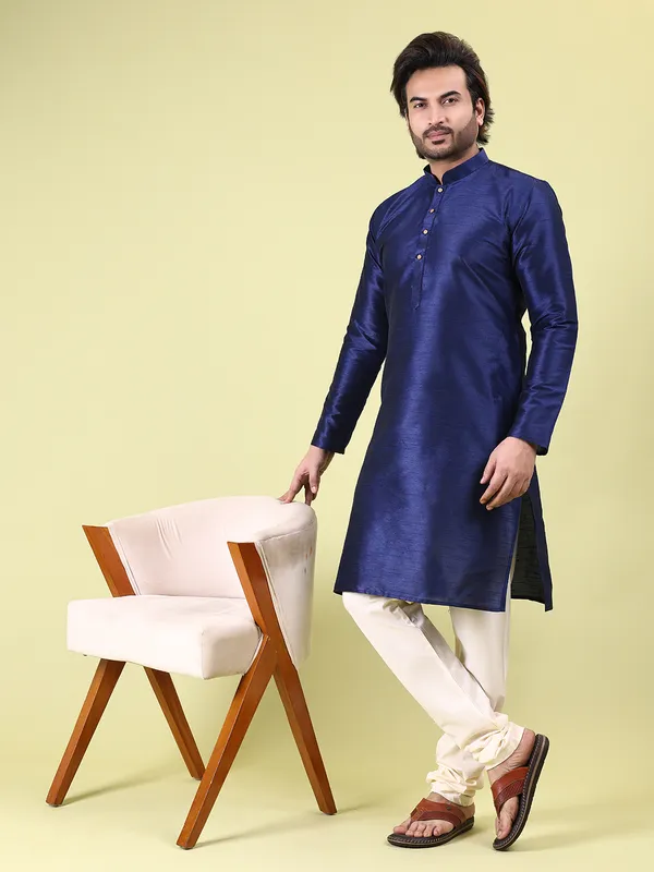 Mens_Silk_Blend_Plain_Kurta