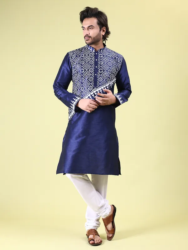 Mens_Silk_Blend_Hand_Block_Print_Kurta