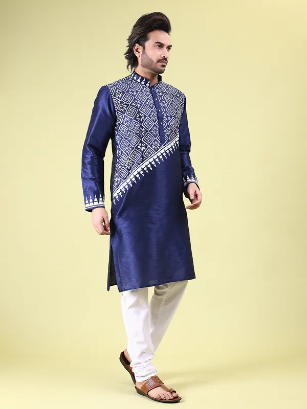Mens_Silk_Blend_Hand_Block_Print_Kurta