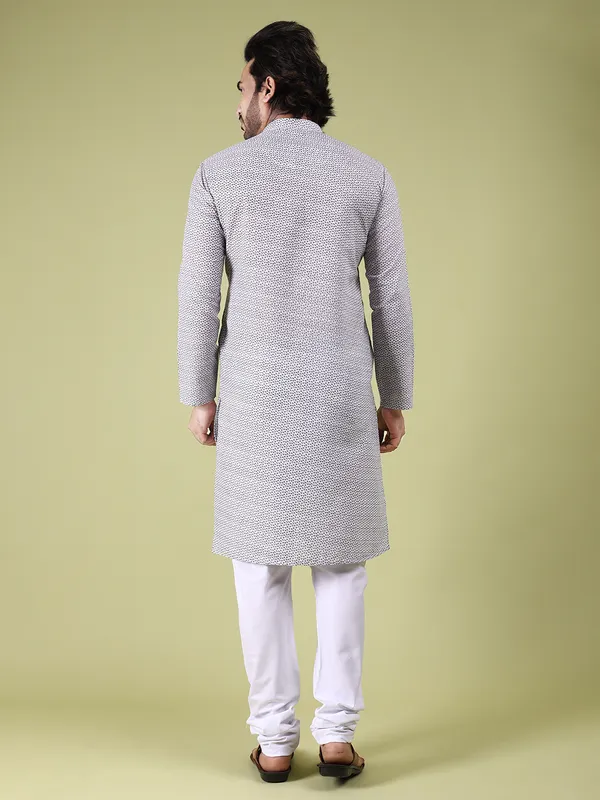 White_Cotton_with_Green_Floral_Print_Kurta