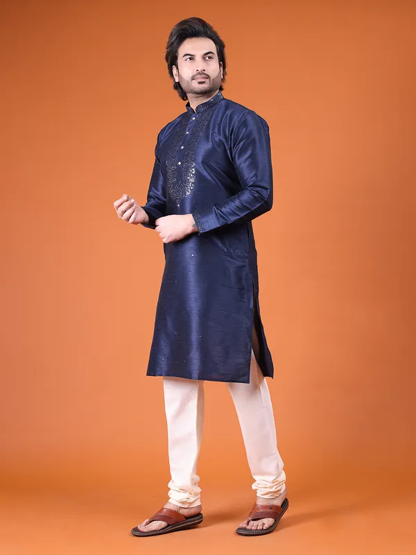 Mens_Art_Silk_Computer_Embroidary_with_Sequince_Work_Kurta