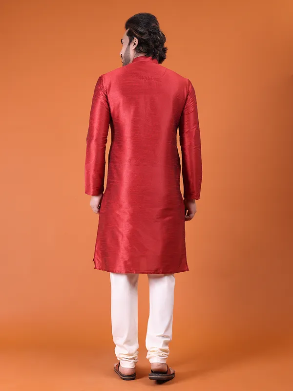 Mens_Silk_Blend_Plain_Kurta
