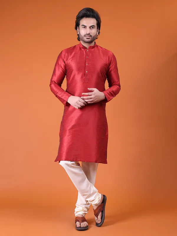 Mens_Silk_Blend_Plain_Kurta