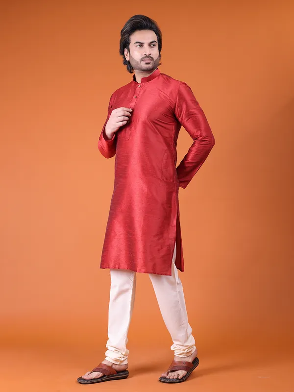 Mens_Silk_Blend_Plain_Kurta