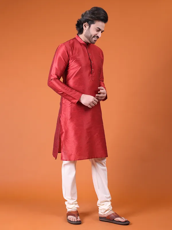 Mens_Silk_Blend_Plain_Kurta