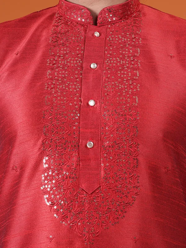Mens_Art_Silk_Computer_Embroidary_with_Sequince_Work_Kurta