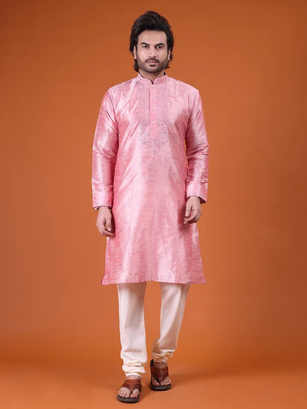 Mens_Art_Silk_Computer_Embroidary_with_Sequince_Work_Kurta