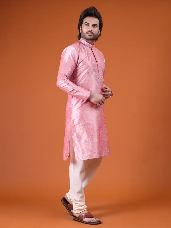 Mens_Art_Silk_Computer_Embroidary_with_Sequince_Work_Kurta