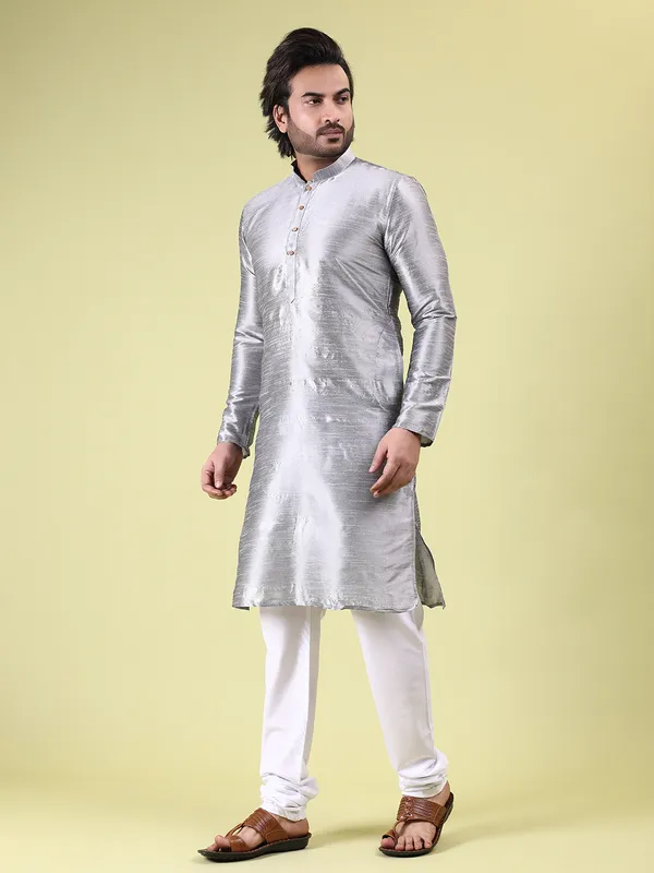 Mens_Silk_Blend_Plain_Kurta