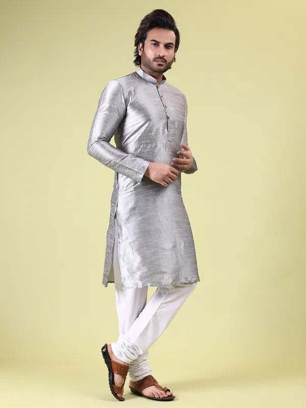Mens_Silk_Blend_Plain_Kurta