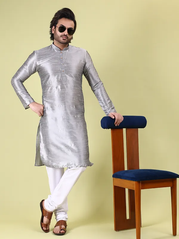 Mens_Silk_Blend_Plain_Kurta