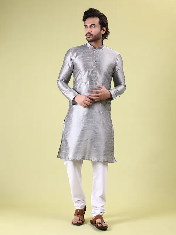 Mens_Silk_Blend_Plain_Kurta