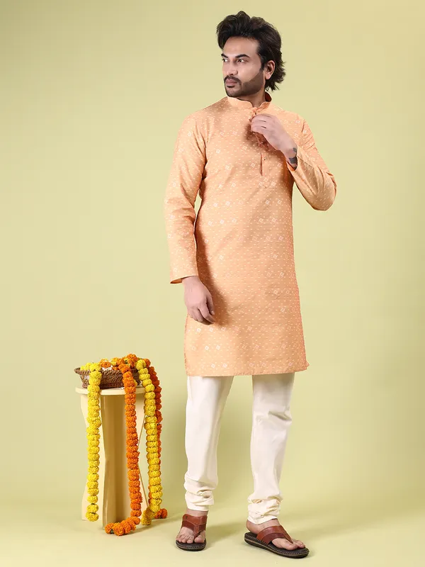 Mens_Cotton_Silk_Woven_Design_with_Fancy_Button_Kurta