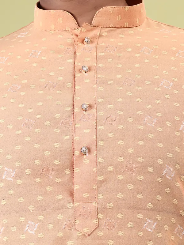 Mens_Cotton_Silk_Woven_Design_with_Fancy_Button_Kurta