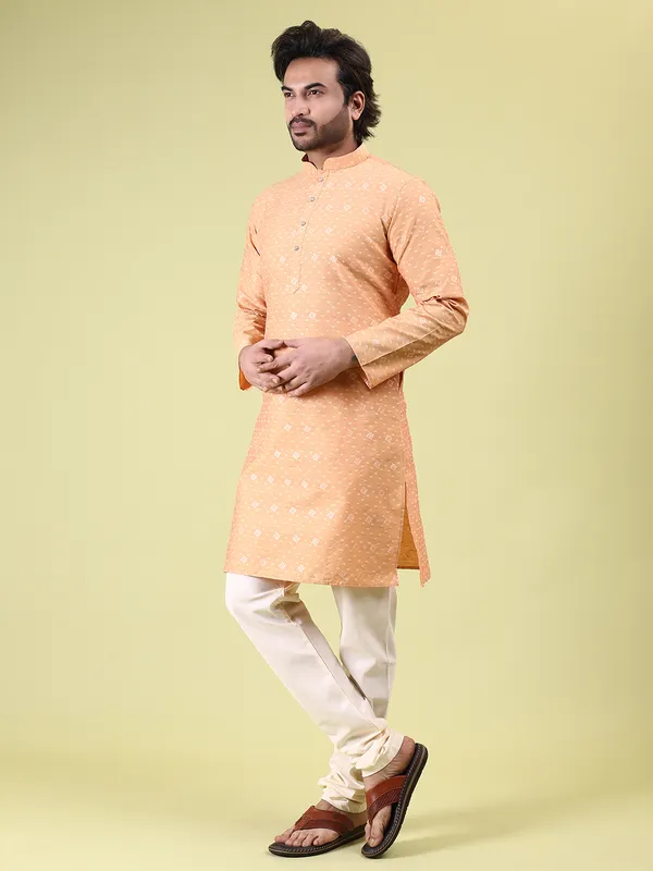 Mens_Cotton_Silk_Woven_Design_with_Fancy_Button_Kurta