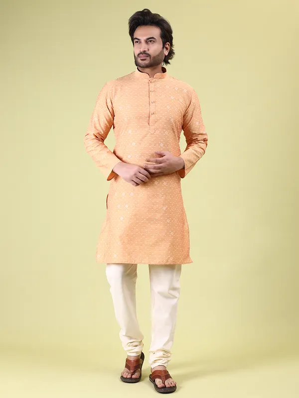 Mens_Cotton_Silk_Woven_Design_with_Fancy_Button_Kurta
