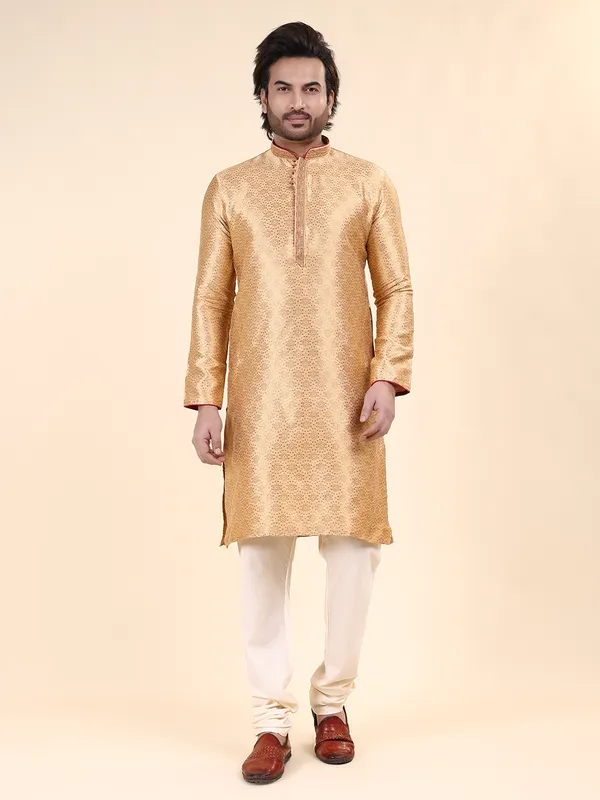 Mens_Art_Silk_Woven_Design_with_Lace_and_Printex_Kurta