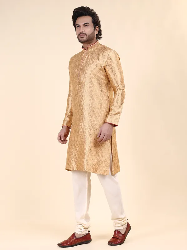 Mens_Art_Silk_Woven_Design_with_Lace_and_Printex_Kurta