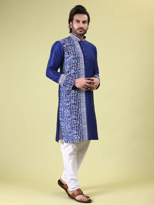 Mens_Silk_Blend_Hand_Block_Print_Kurta