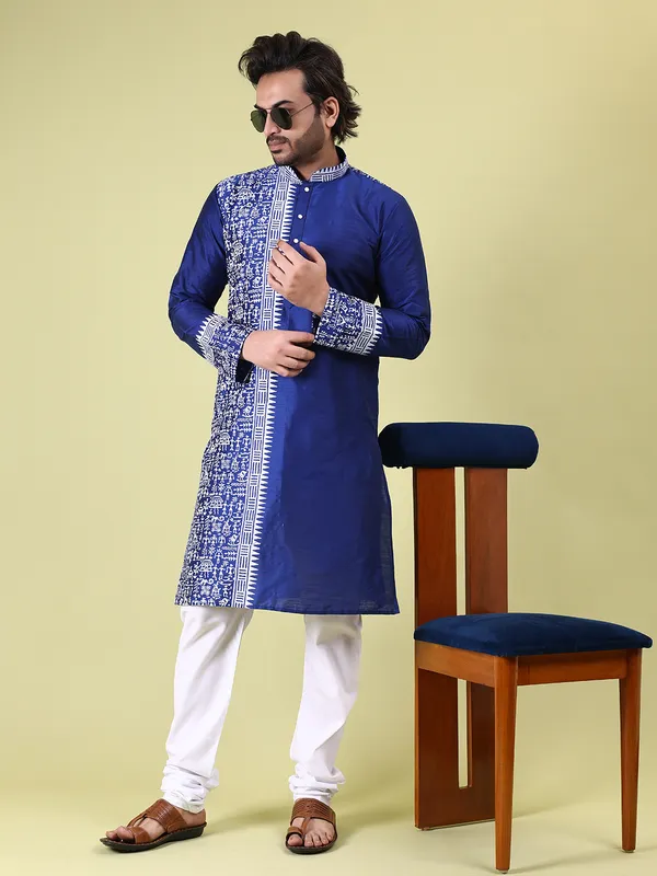 Mens_Silk_Blend_Hand_Block_Print_Kurta
