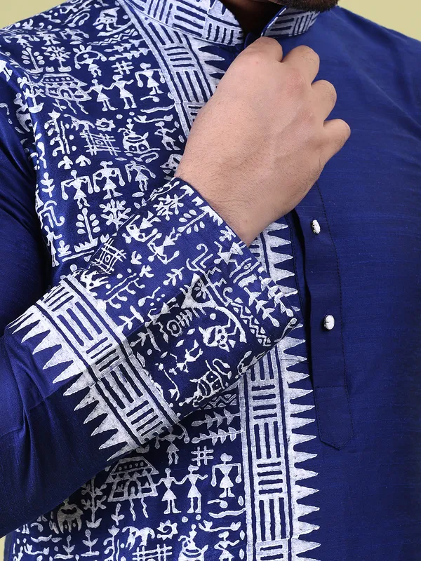 Mens_Silk_Blend_Hand_Block_Print_Kurta