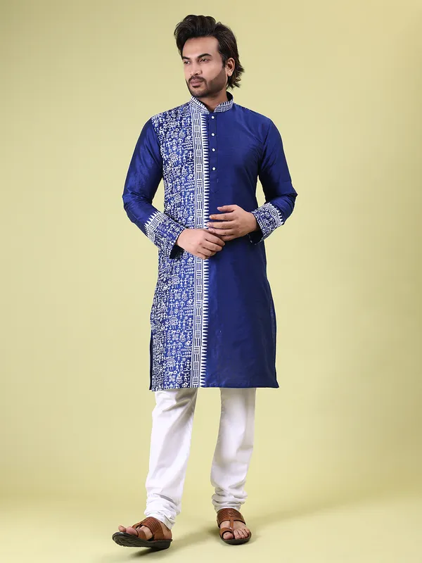 Mens_Silk_Blend_Hand_Block_Print_Kurta