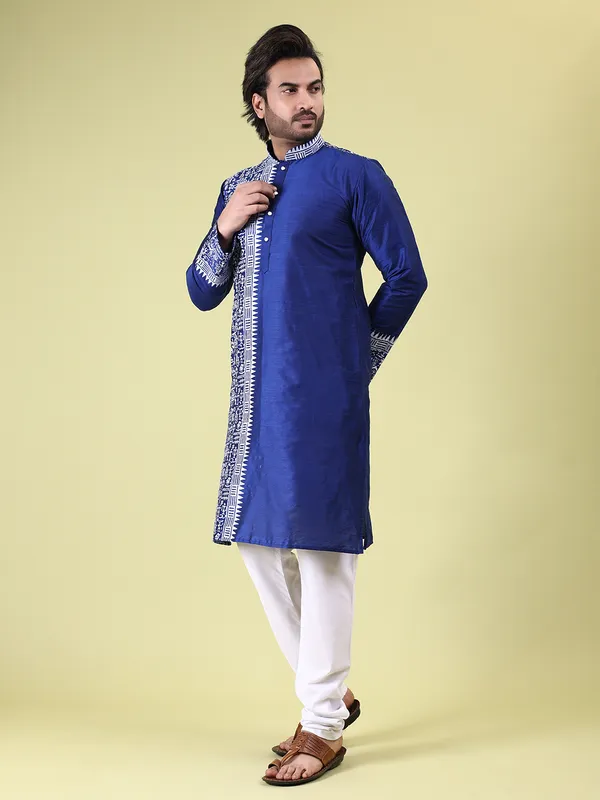 Mens_Silk_Blend_Hand_Block_Print_Kurta