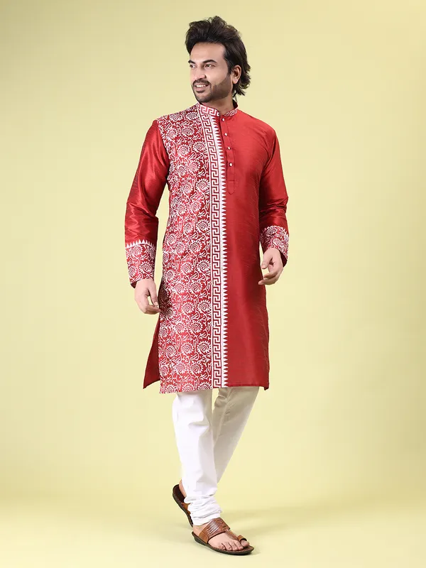 Mens_Silk_Blend_Hand_Block_Print_Kurta
