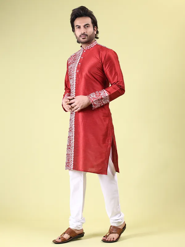 Mens_Silk_Blend_Hand_Block_Print_Kurta