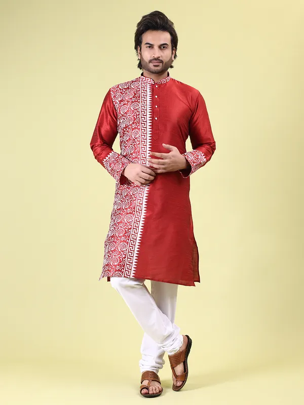 Mens_Silk_Blend_Hand_Block_Print_Kurta