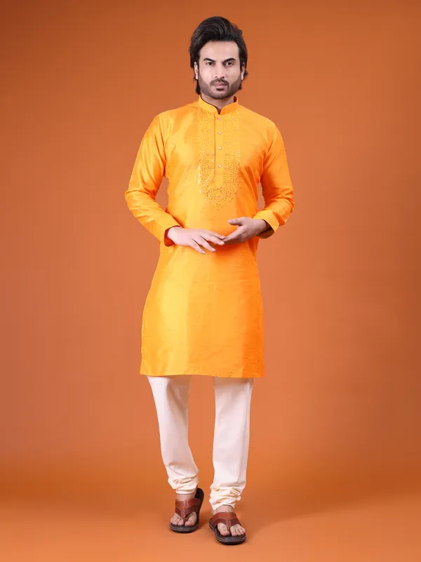Mens_Art_Silk_Computer_Embroidary_with_Sequince_Work_Kurta