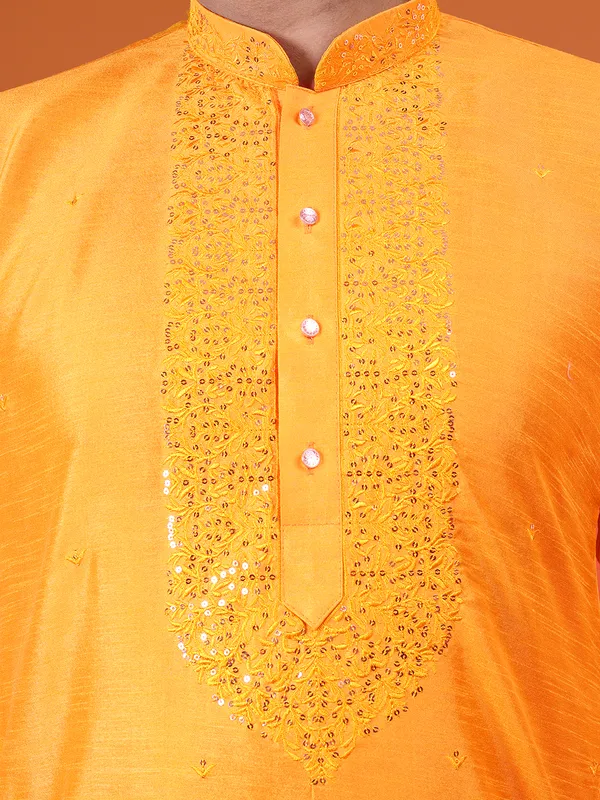 Mens_Art_Silk_Computer_Embroidary_with_Sequince_Work_Kurta