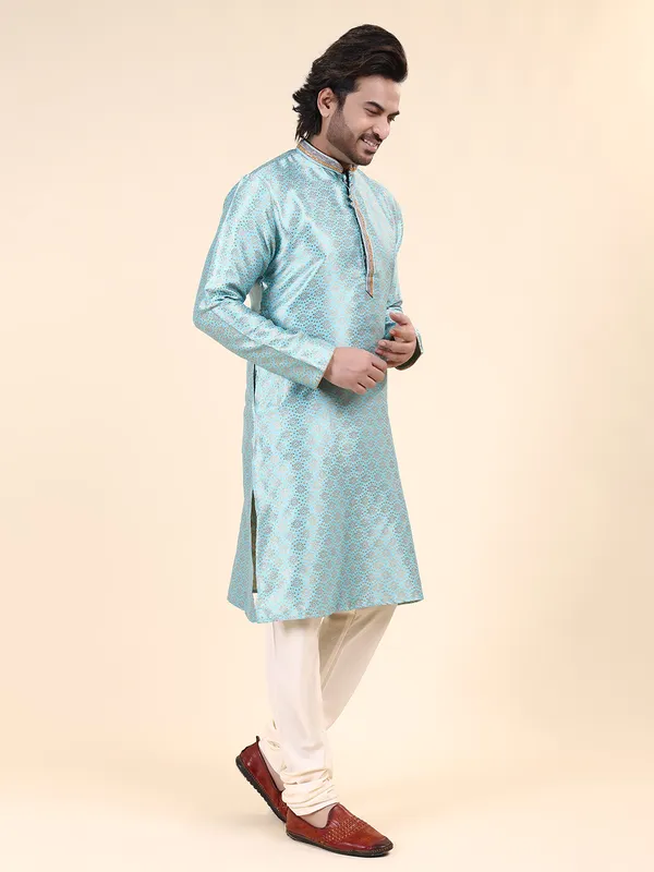 Mens_Art_Silk_Woven_Design_with_Lace_and_Printex_Kurta