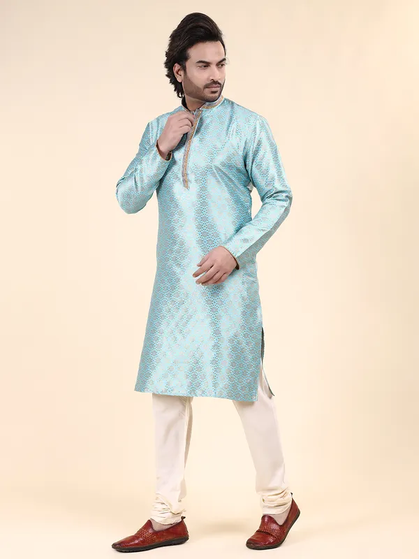 Mens_Art_Silk_Woven_Design_with_Lace_and_Printex_Kurta
