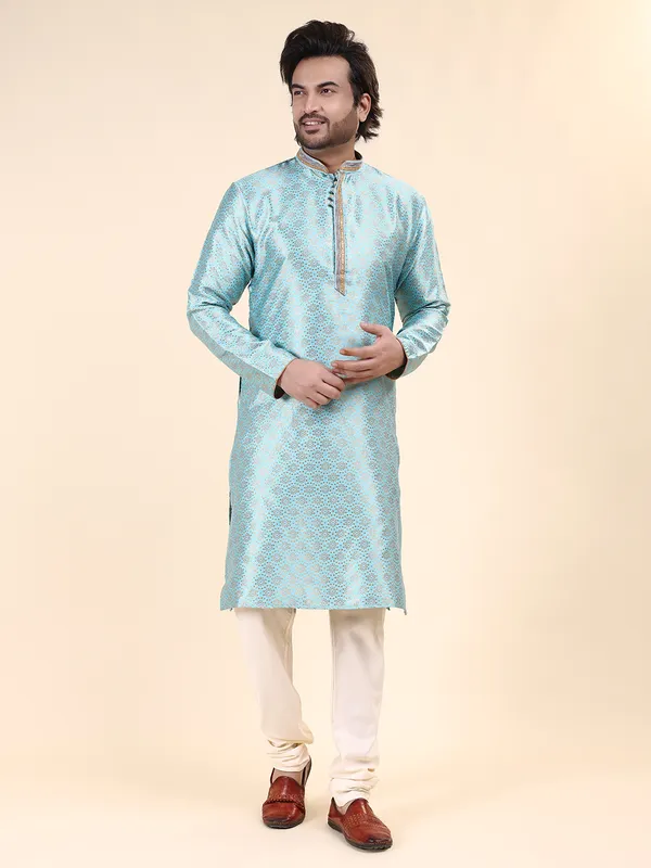 Mens_Art_Silk_Woven_Design_with_Lace_and_Printex_Kurta
