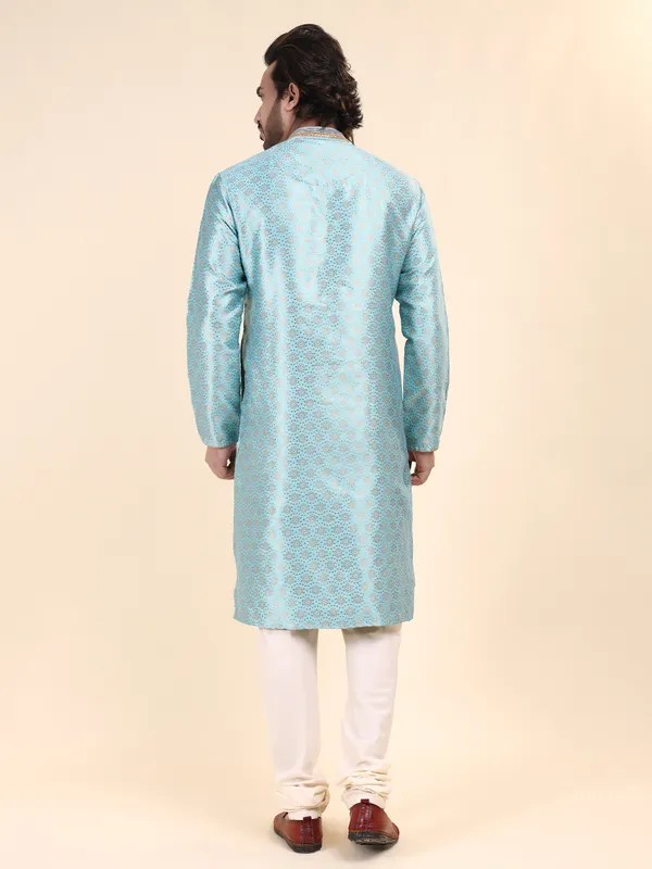 Mens_Art_Silk_Woven_Design_with_Lace_and_Printex_Kurta