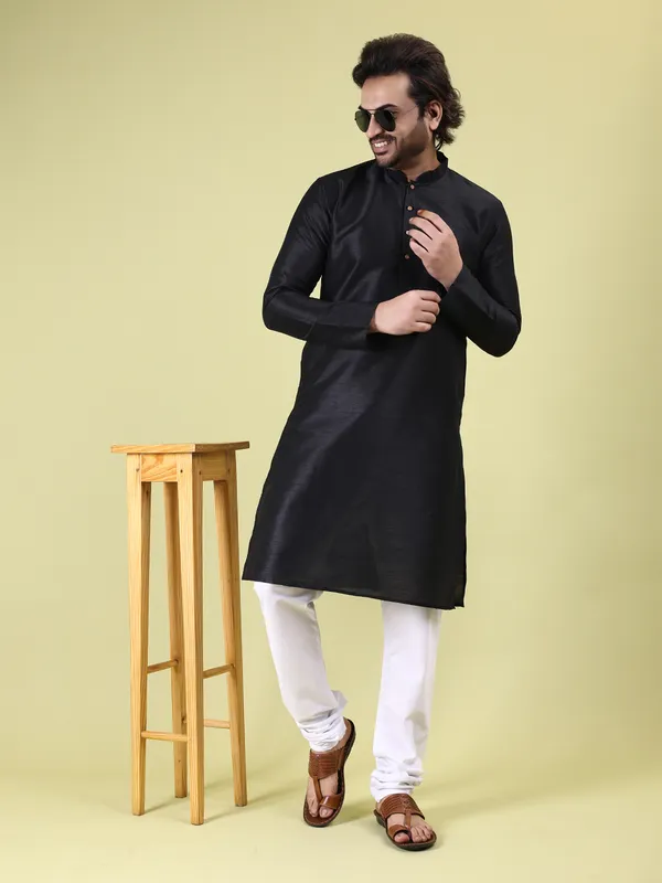 Mens_Silk_Blend_Plain_Kurta