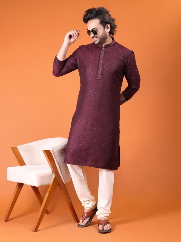 Mens_Cotton_Silk_Resham,Jari_with_Fancy_button_Kurta
