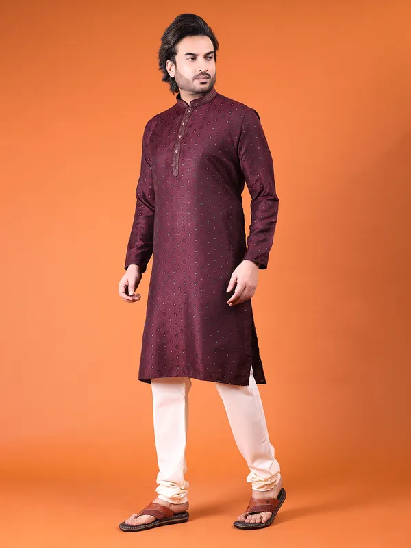 Mens_Cotton_Silk_Resham,Jari_with_Fancy_button_Kurta