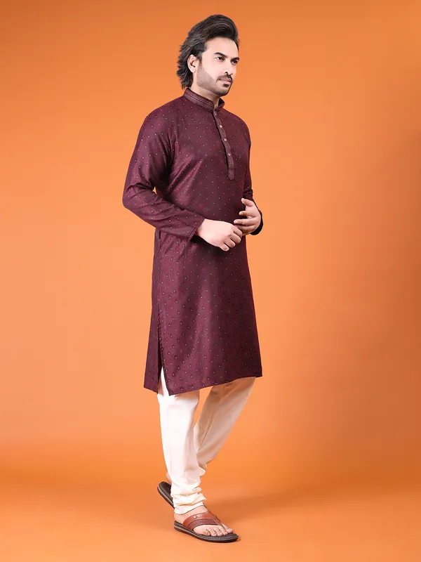 Mens_Cotton_Silk_Resham,Jari_with_Fancy_button_Kurta