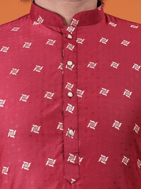 Mens_Cotton_Silk_Woven_Design_with_Fancy_Button_Kurta