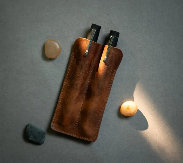 Fountain_Pen_Leather_Dual_Pen_Case_Brown_Genuine_Leather_Pen_Holder_Double_Pen_Pouch_With_Stitching