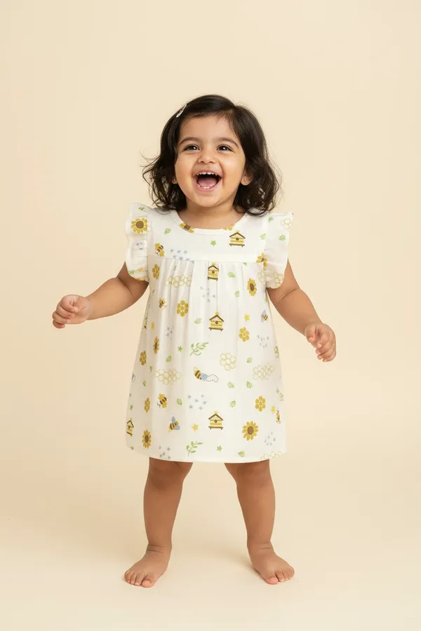 Beehive-Muslin_Frock_|_Antibacterial_&_Soft_cotton
